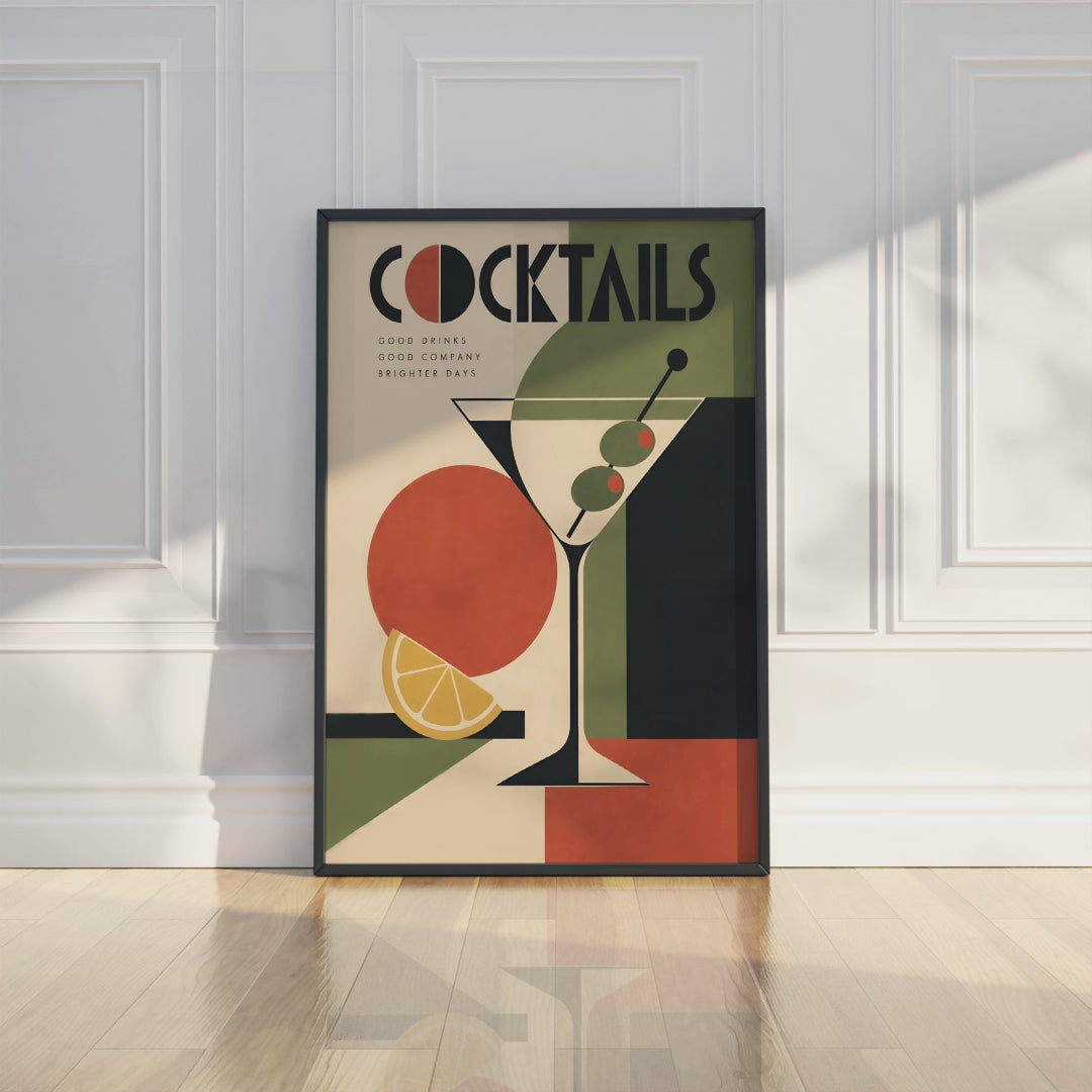 Cocktails  Print, Mid Century Modern Art, Geometrical  Poster