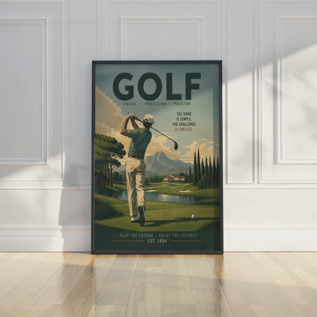 Vintage Golf Print, Focus Precision Passion