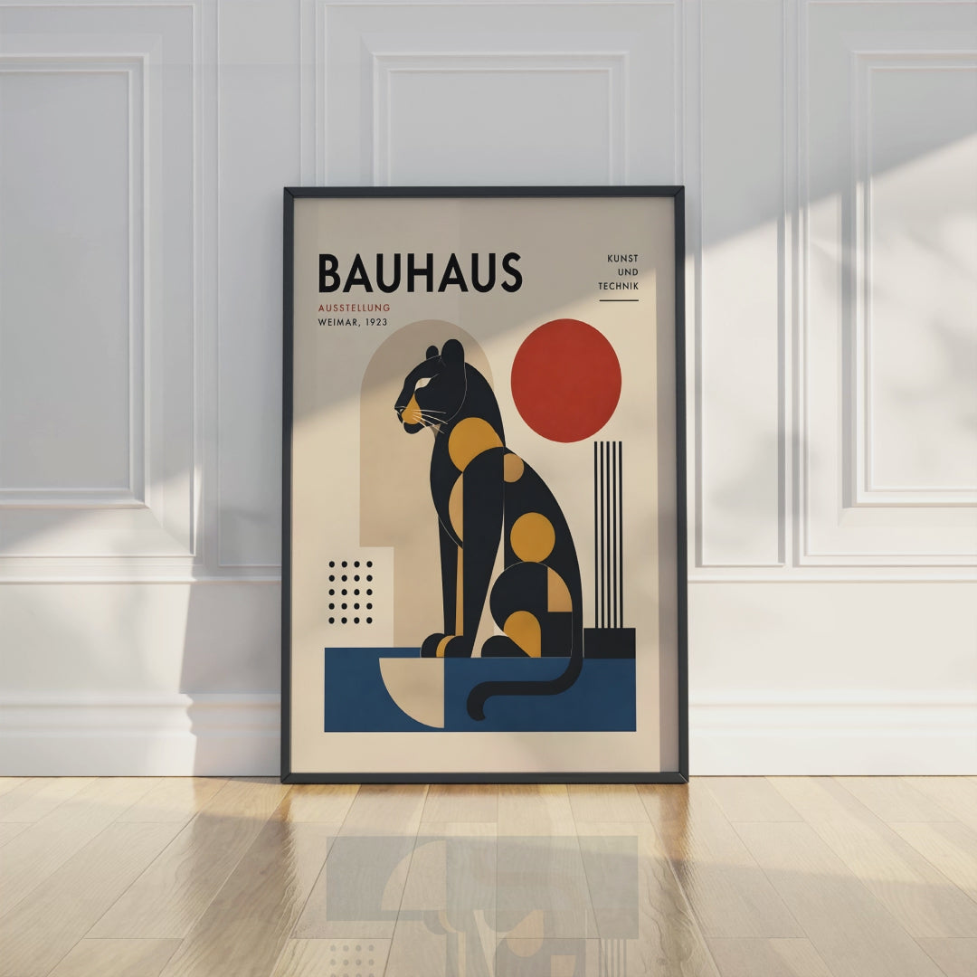 Bauhaus Panther  Poster, Geometric Mid Century Wall Art Decor