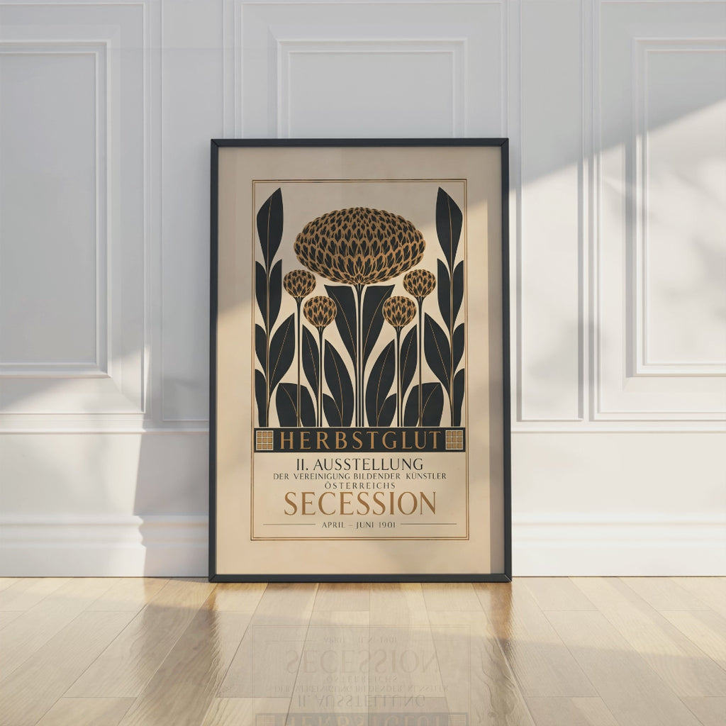 Secession Herbstzeit Exhibition Poster, Art Nouveau Floral Print, Vintage Botanical Flower Wall Art