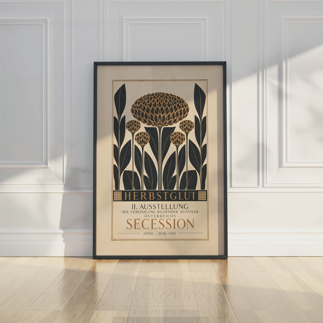Secession Herbstzeit Exhibition Poster, Art Nouveau Floral Print, Vintage Botanical Flower Wall Art