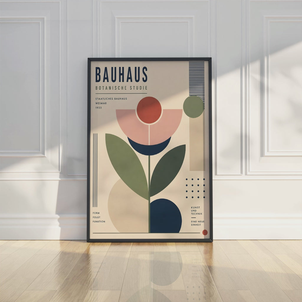 Bauhaus Botanical Art Print, Geometric Plant Wall Art, Home Decor