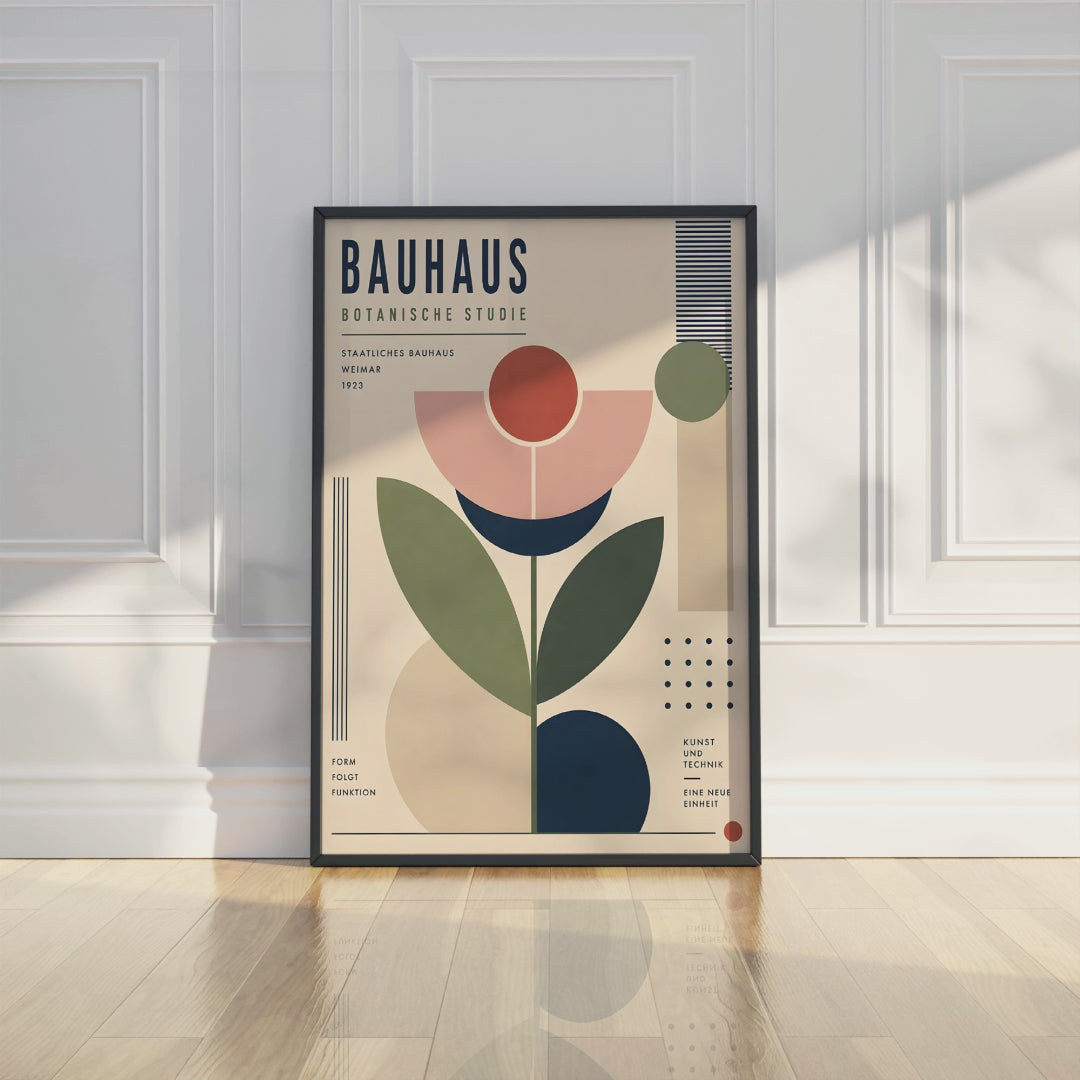 Bauhaus Botanical Art Print, Geometric Plant Wall Art, Home Decor